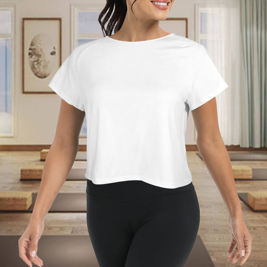 Crop Split Back Sports Top White