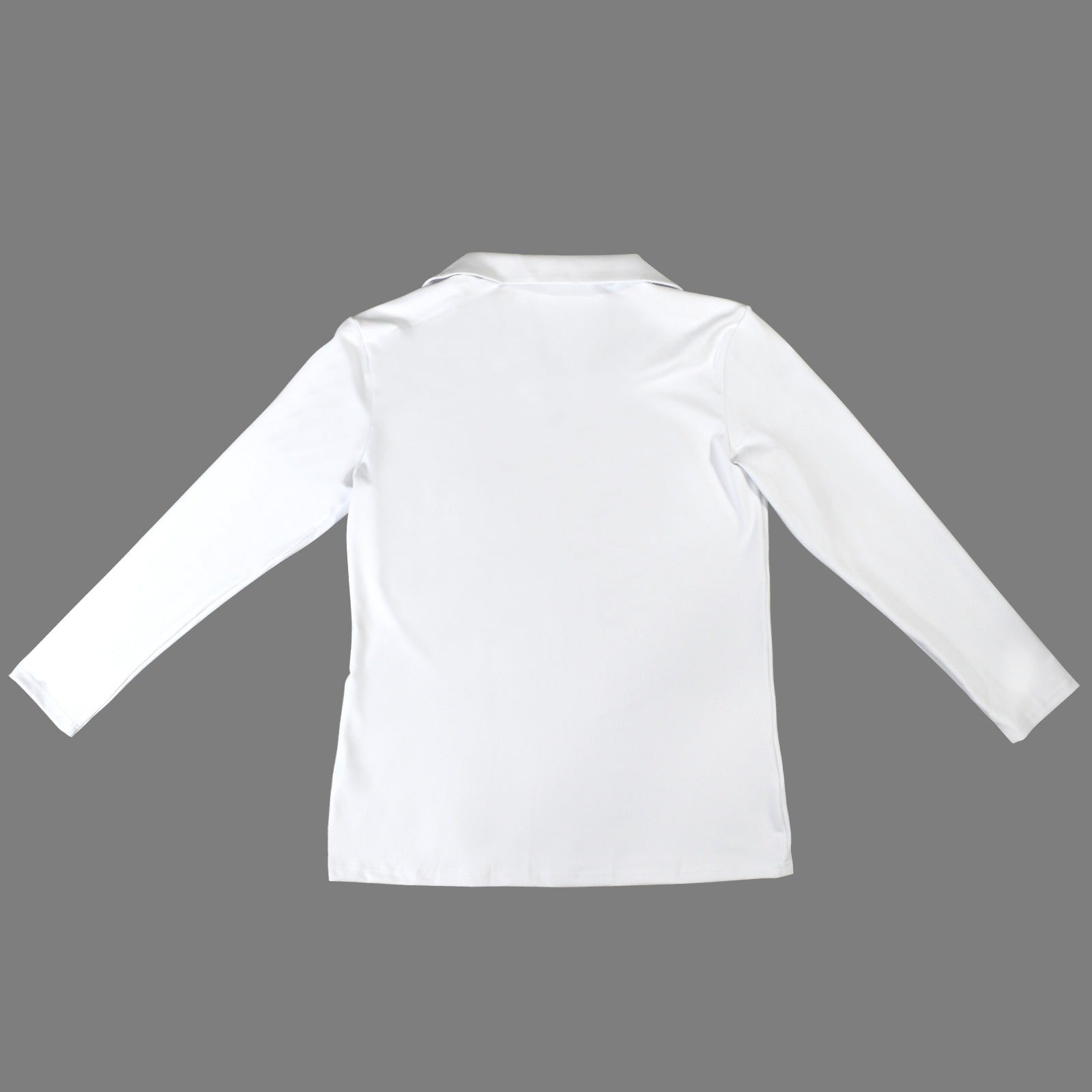 Lapel Half Zip Long Sleeve T-Shirt White