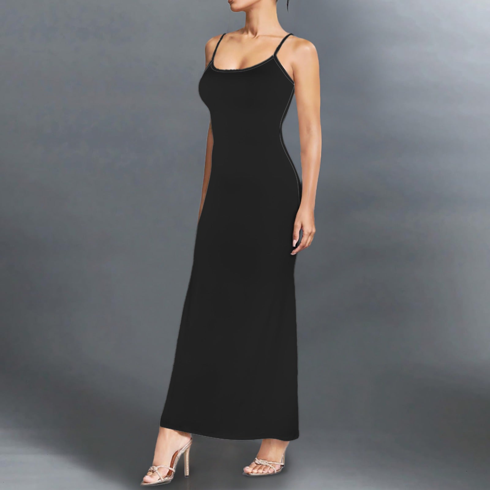 Casual Lounge Slip Maxi Dress Black