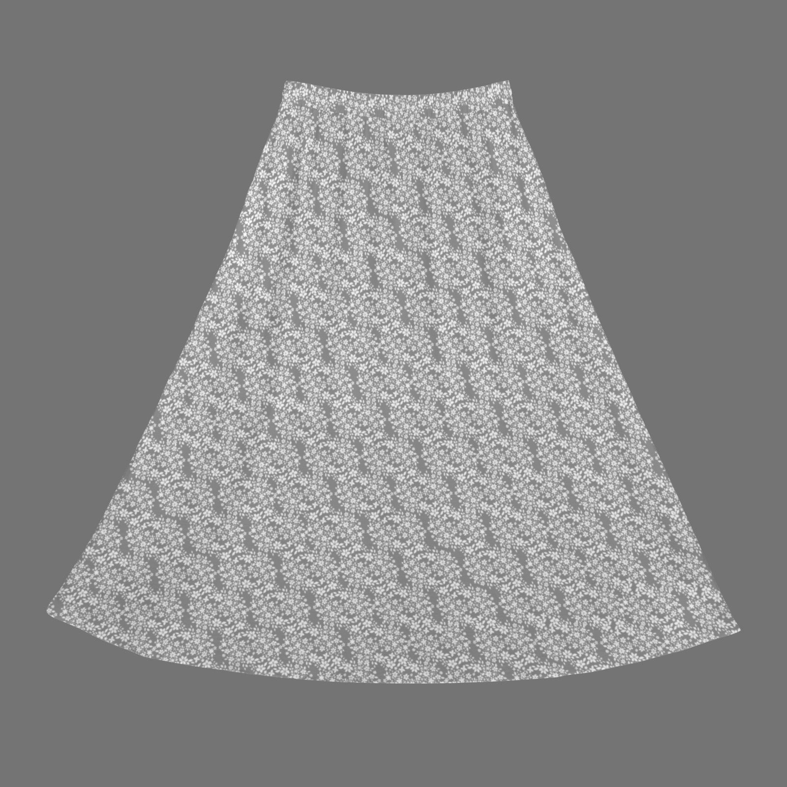 Drawstring Pocket Maxi Skirt Grey & White Floral