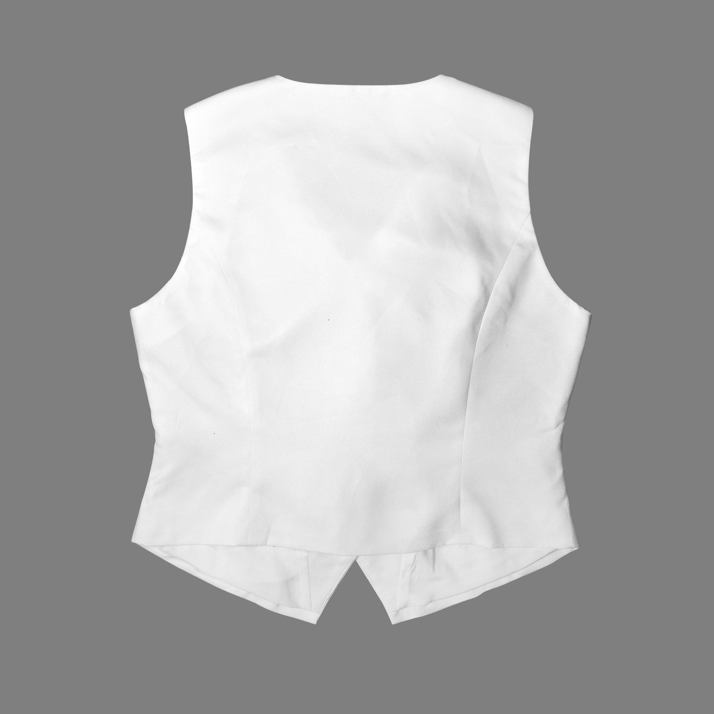 V-Neck Sleeveless Button Pocket Vest White