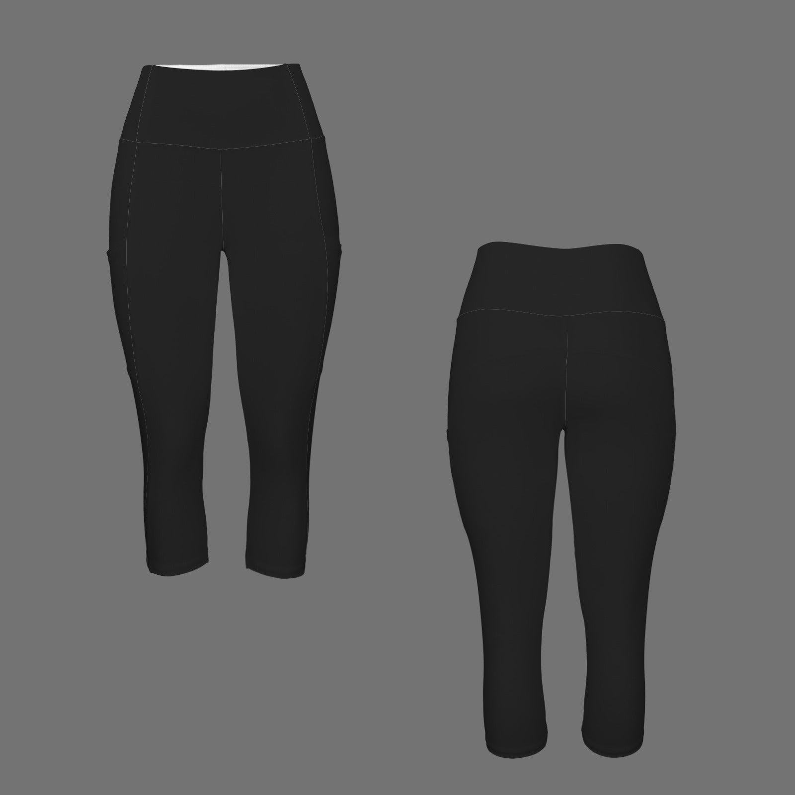 High Waist Pocket Capri Yoga Leggings Black