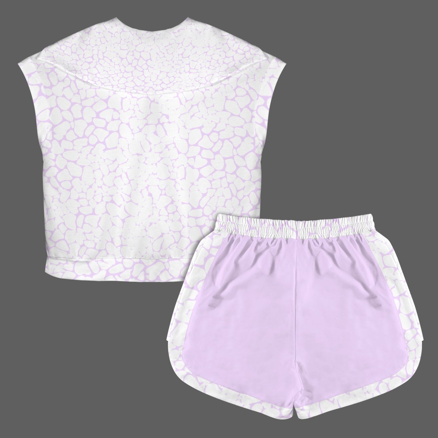 Petal Pebble Texture Short Sleeve Lapel Half Zip Top & Drawstring Shorts Set