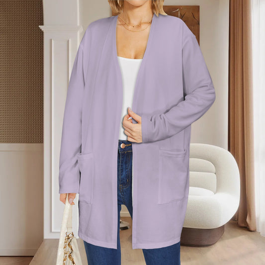 Long Sleeve Pocket Cardigan Dusted Lavender