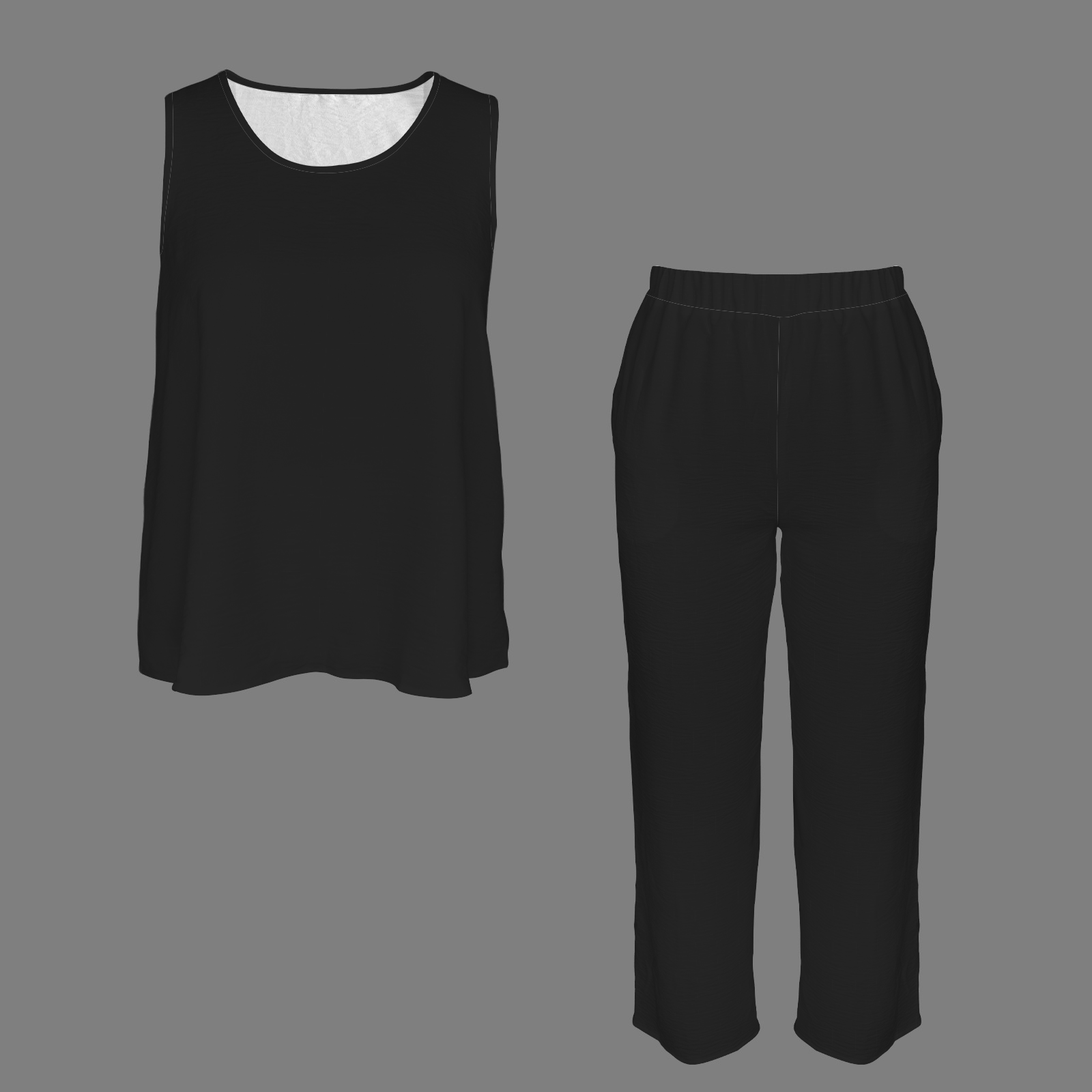 Black 2 Piece Pant & Sleeveless Top Set