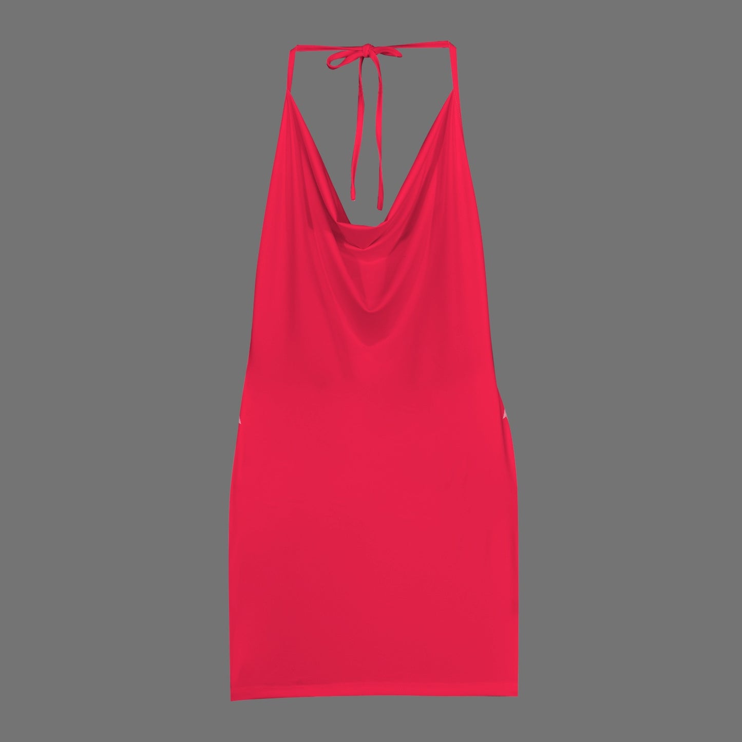 Backless String Halterneck Drop Neck Party Dress Red Bright