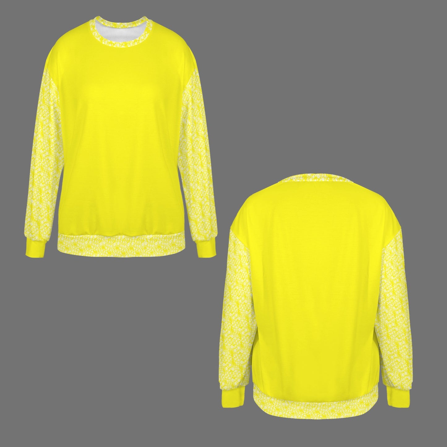 Sun Yellow Sweatshirt with White Floral