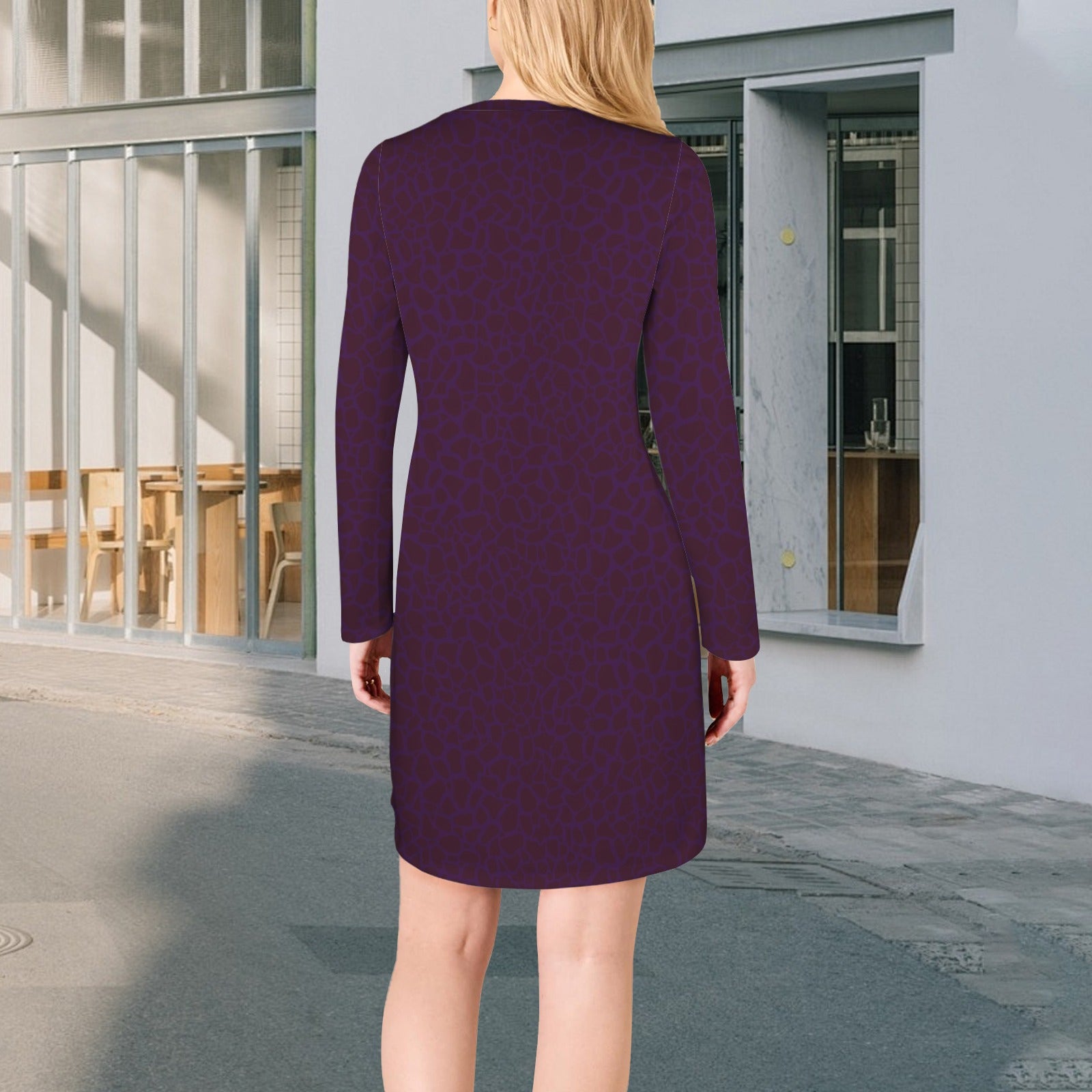 Casual Long Sleeve Dress Plum Petal Print