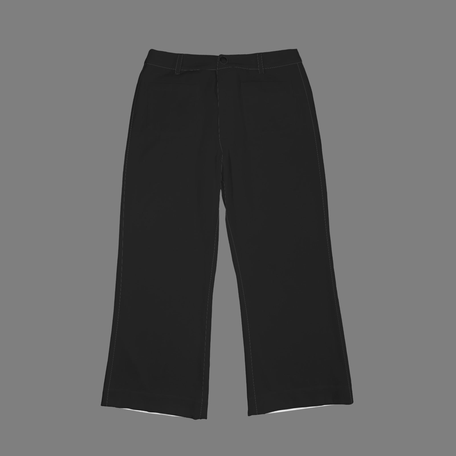 High Waist Pocket Flared Cropped Pants Black