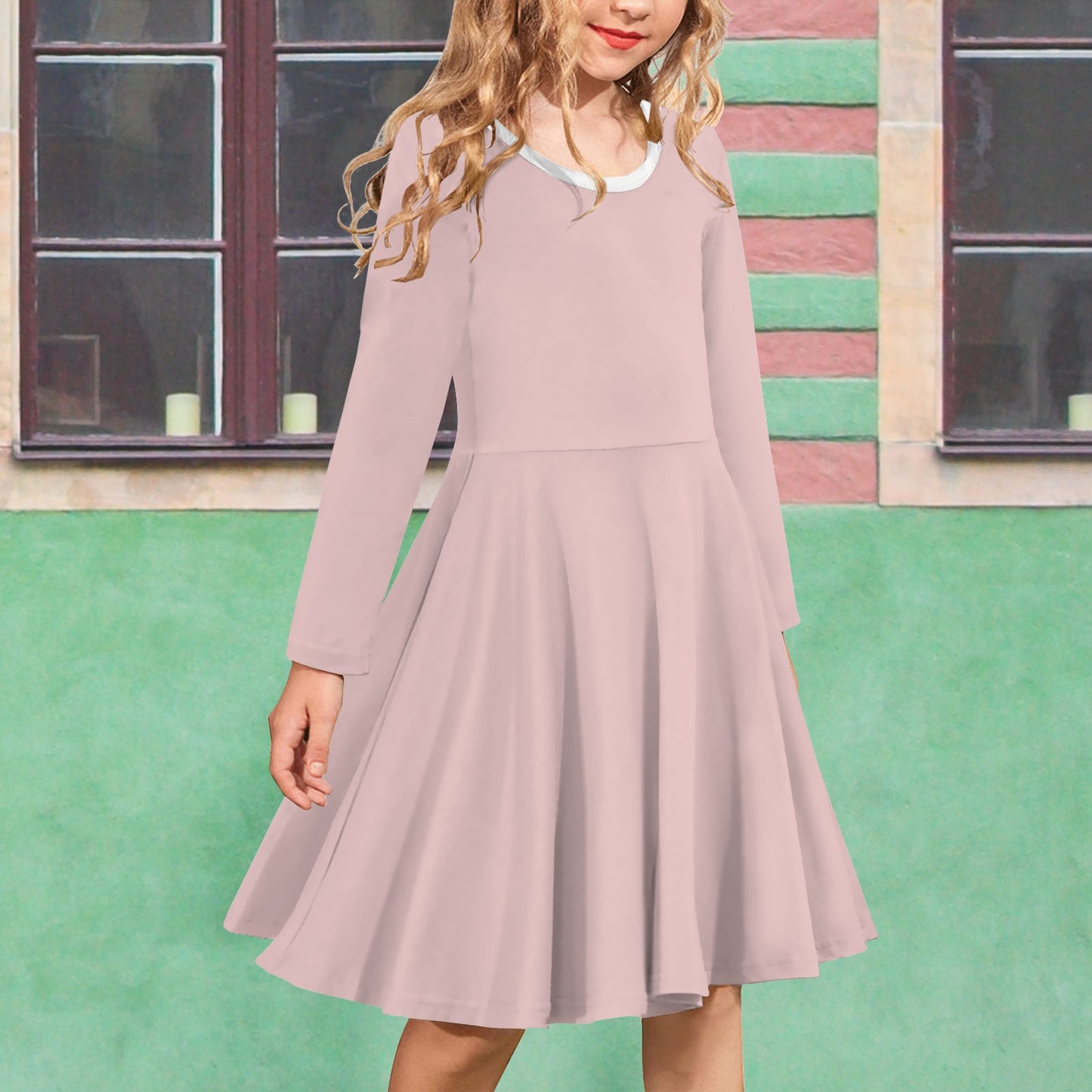 Long Sleeve Cross Back Girls Dress Ballet