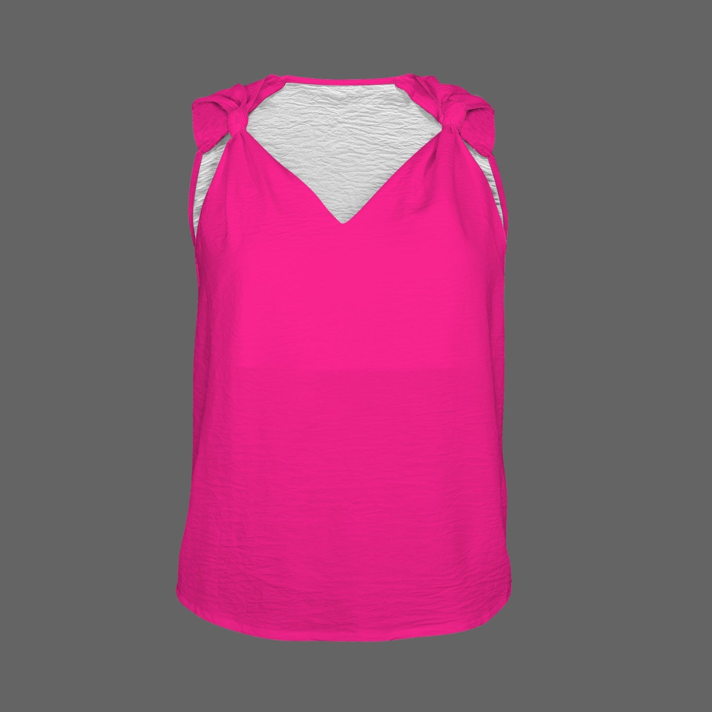 V-Neck Knotted Sleeveless Tank Tops Magenta