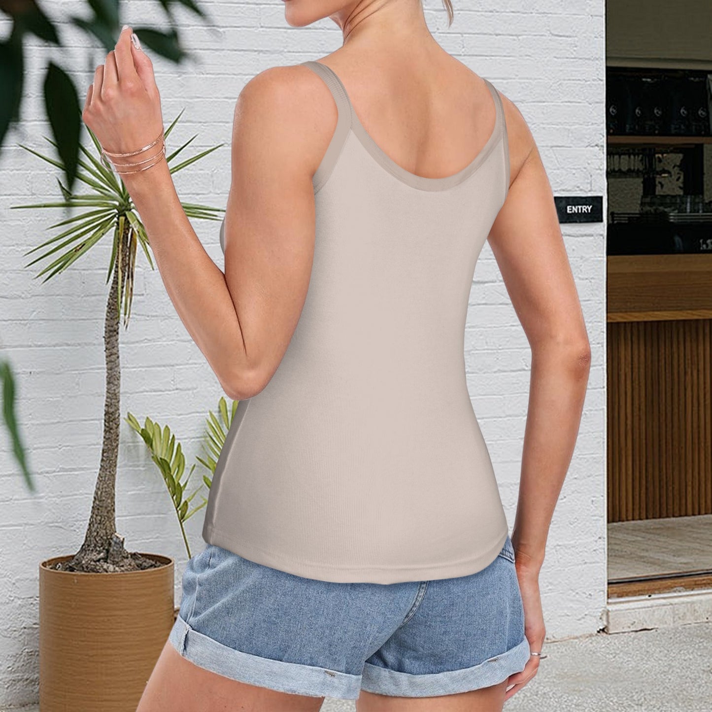 Beige Spaghetti Strap Tank Top