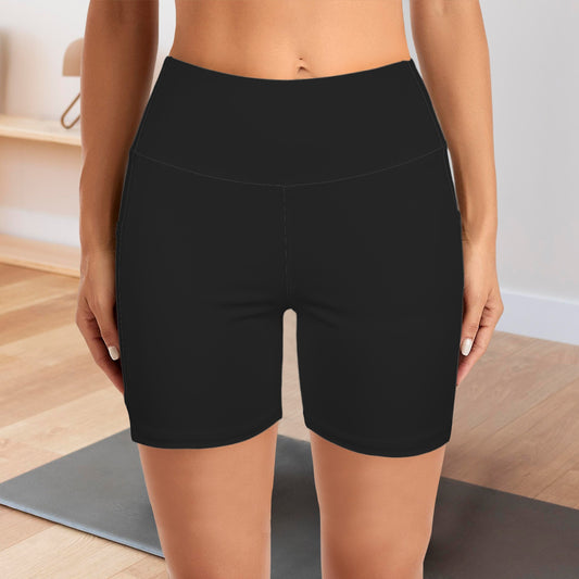 High Waist Deep Pockets Yoga Shorts Black