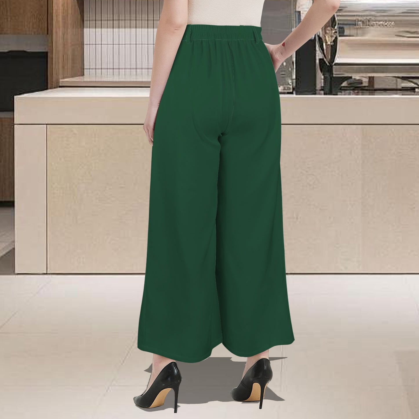 High Waist Casual Wide Leg Long Pants Forest