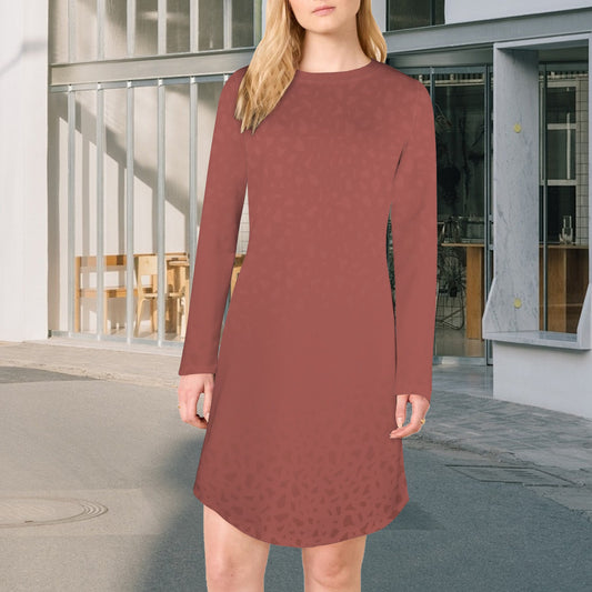 Casual Long Sleeve Dress Cocoa Coral