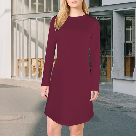 Casual Long Sleeve Dress Dark Berry