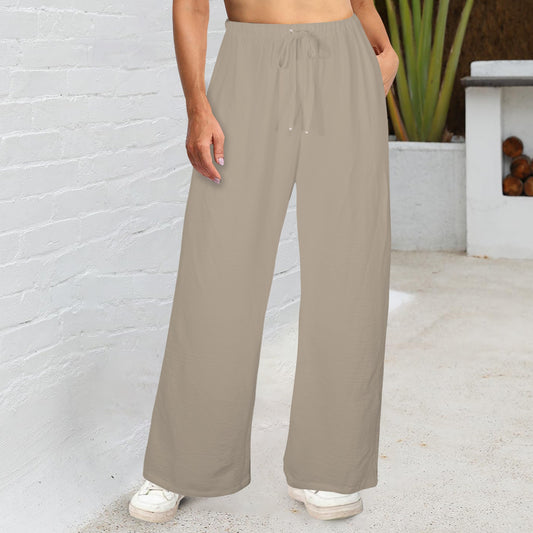 Neutral Taupe Wide Leg Pants with Pockets