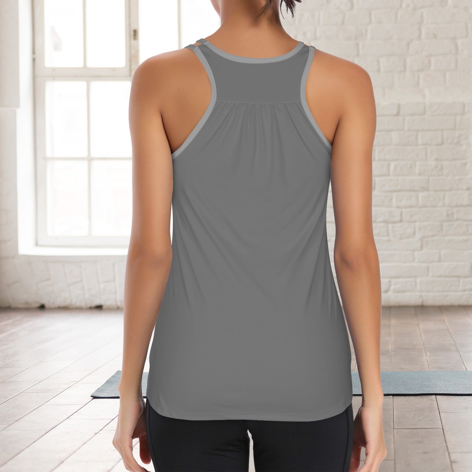 Doubled Shoulder Straps Racerback Sports Tank Grey