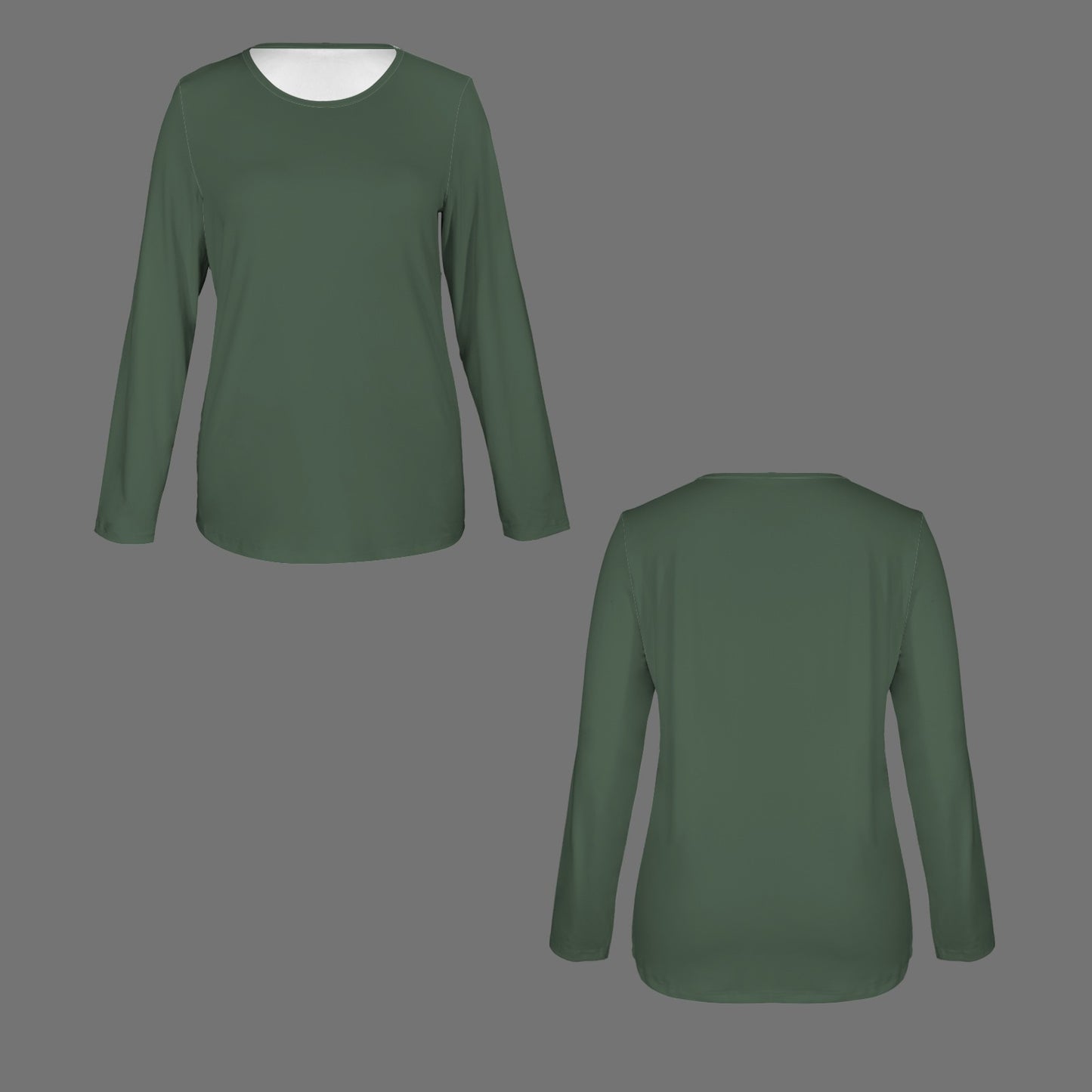 Long Sleeve Round Neck T Shirt Dark Olive