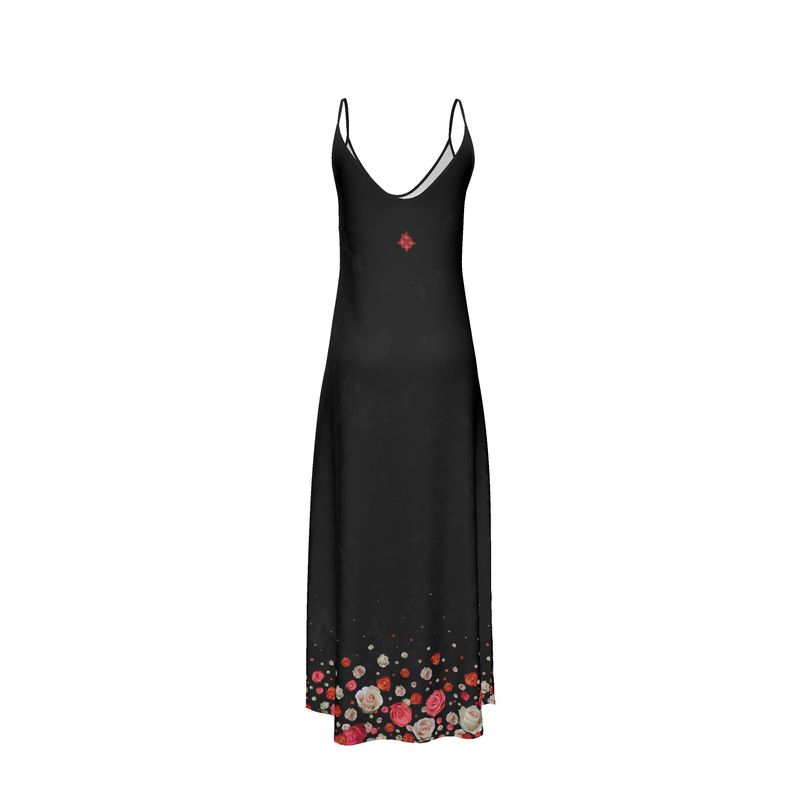 Coral Rose Black Slip Dress