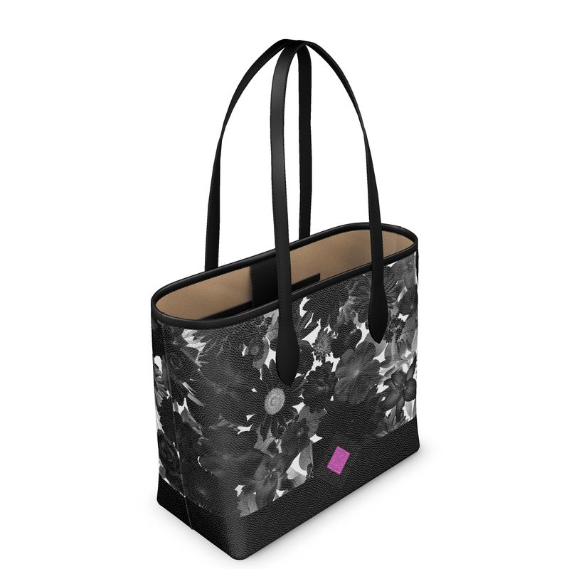 B&W Dark Floral Leather Bag