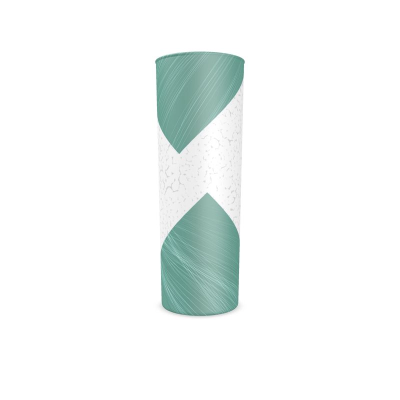 Tall Drinking Glass Mint & White Abstract