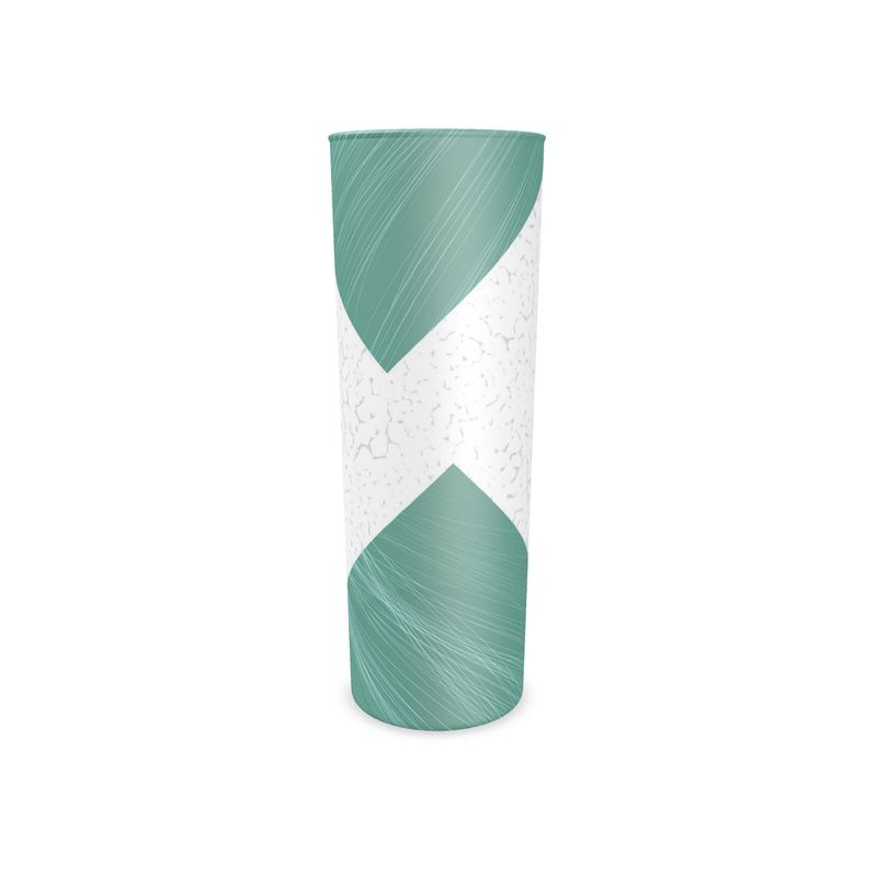 Tall Drinking Glass Mint & White Abstract