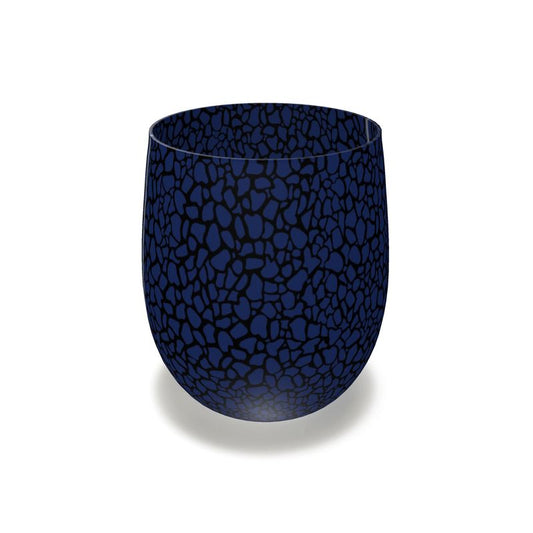 Blue Black Print Water Glass