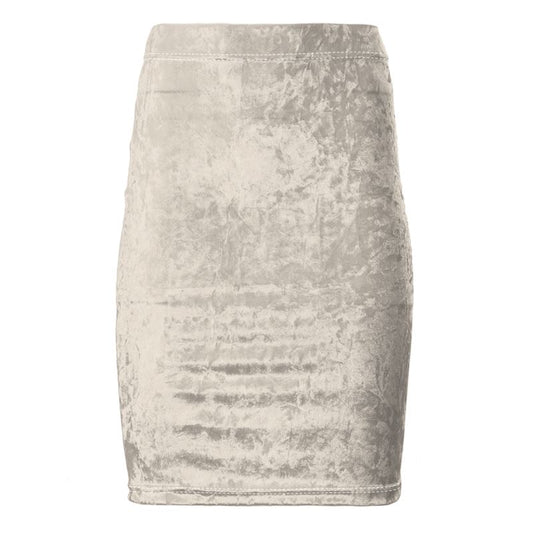 Light Beige Velour Texture Pencil Skirt