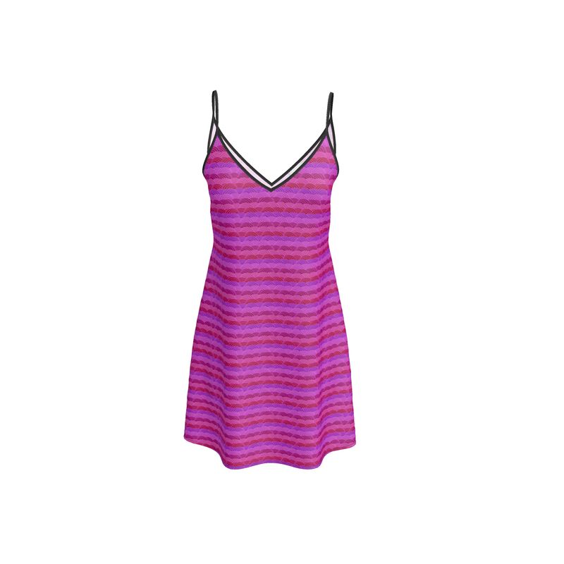 Silk Slip Dress Fuchsia Print