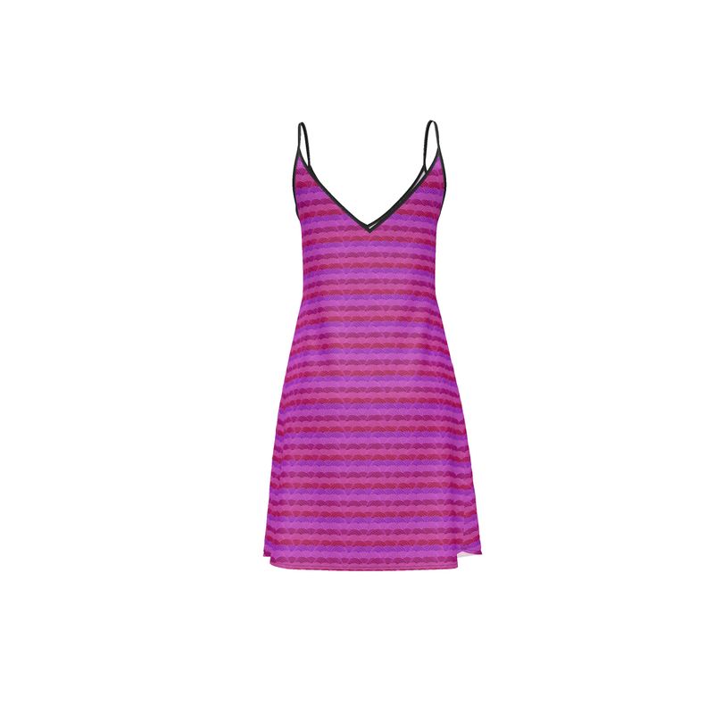 Silk Slip Dress Fuchsia Print