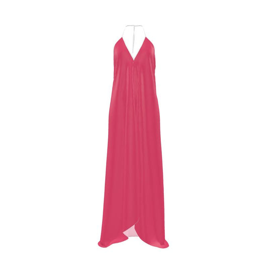 Silk Backless Halterneck Dress Grapefruit Pink