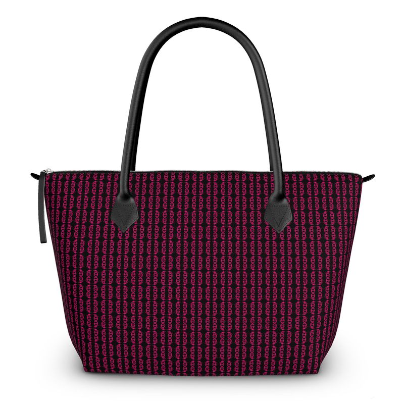 Zip Top Handbag Black & é Geo Magenta