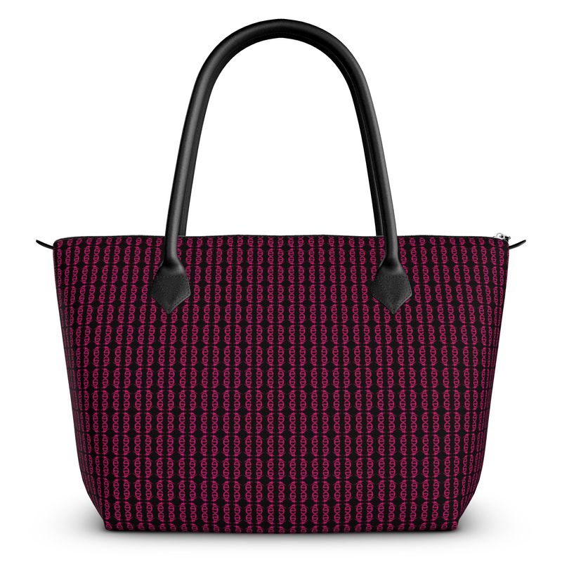 Zip Top Handbag Black & é Geo Magenta