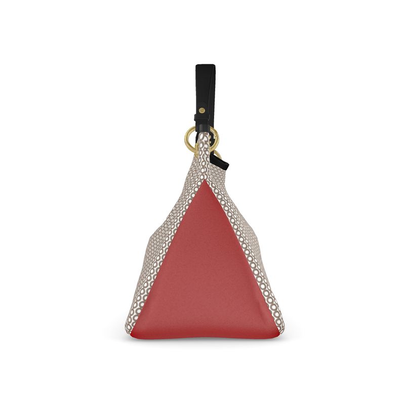 Leather Talbot Slouch Bag Neutral Circular Texture and Red