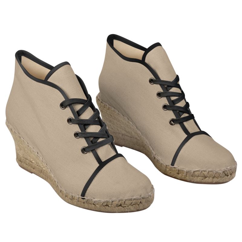 Ladies Wedge Espadrilles Beige & B