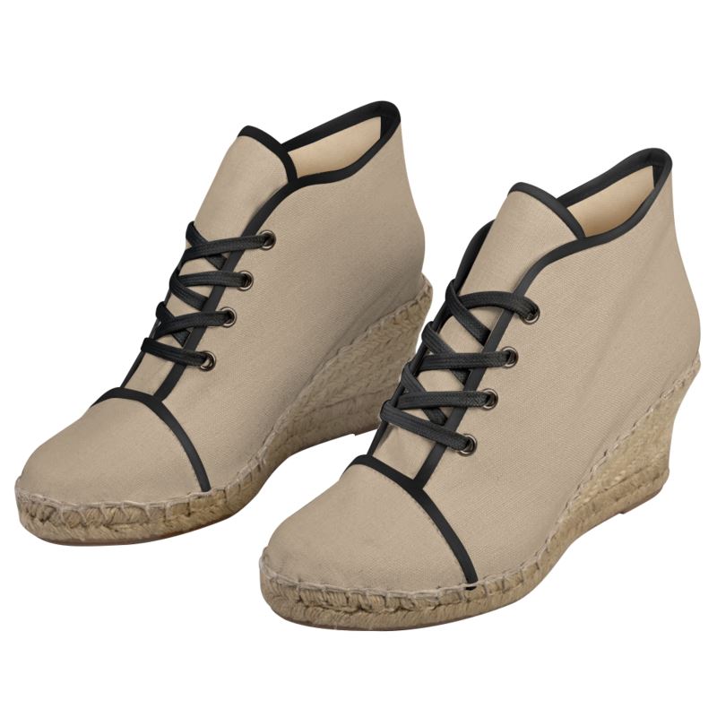 Ladies Wedge Espadrilles Beige & B