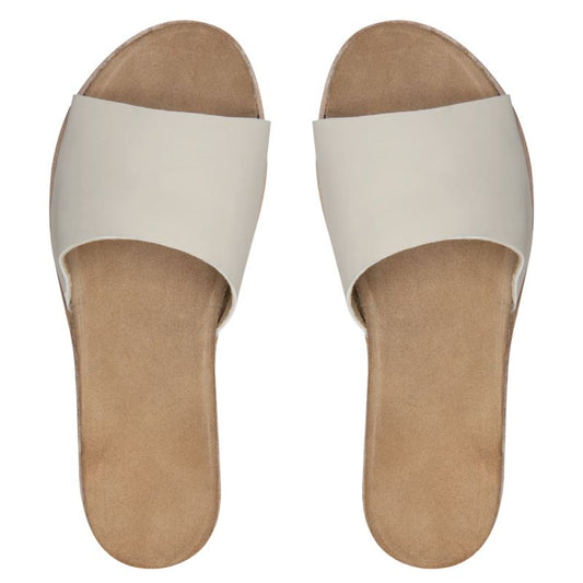 Womens Leather Sliders Off-white