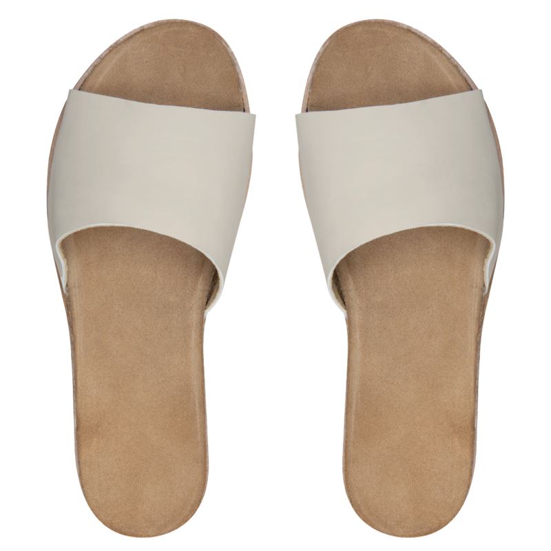 Womens Leather Sliders Off-white