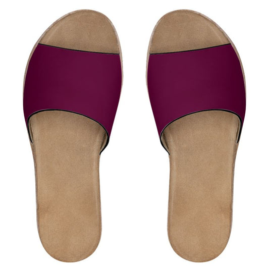 Womens Leather Sliders Rose Plum