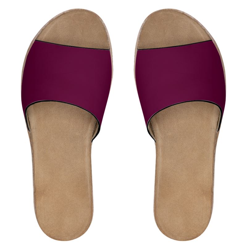 Womens Leather Sliders Rose Plum