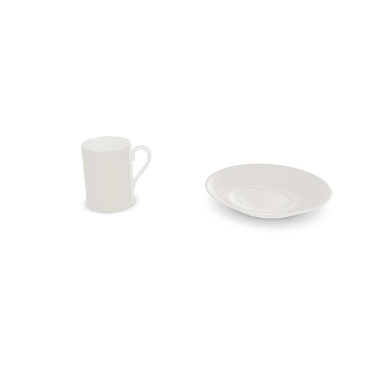 Set of 4 Cups and Saucers Off-white