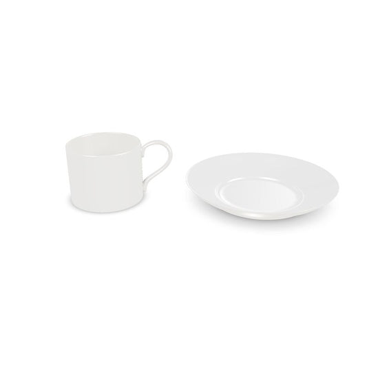 Set of 4 Cups and Saucers White