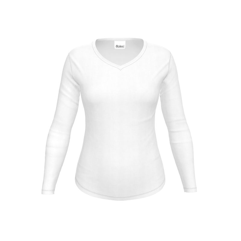 Womens Long Sleeve V-Neck White