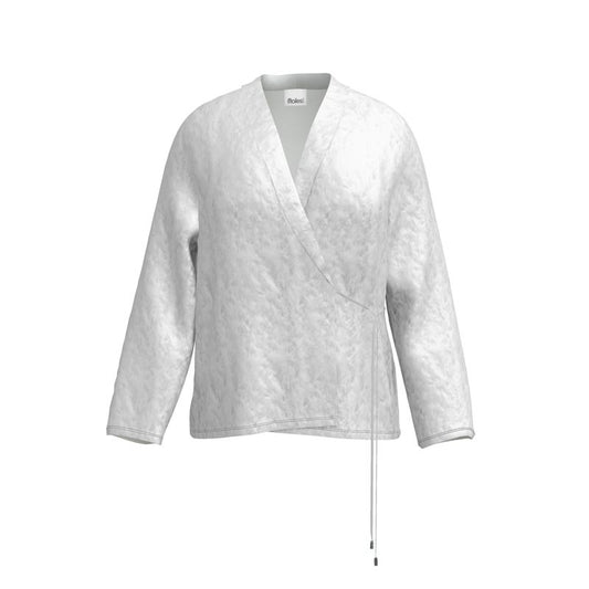 Wrap Blazer Crushed Velour Texture White