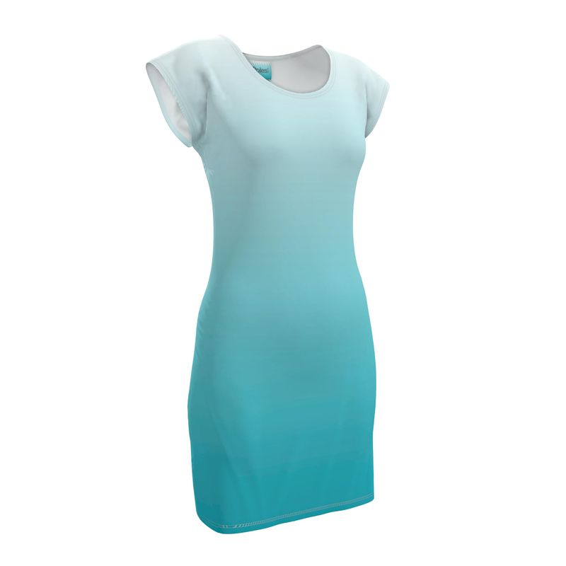 Ladies Tunic T Dress Turquoise Gradient