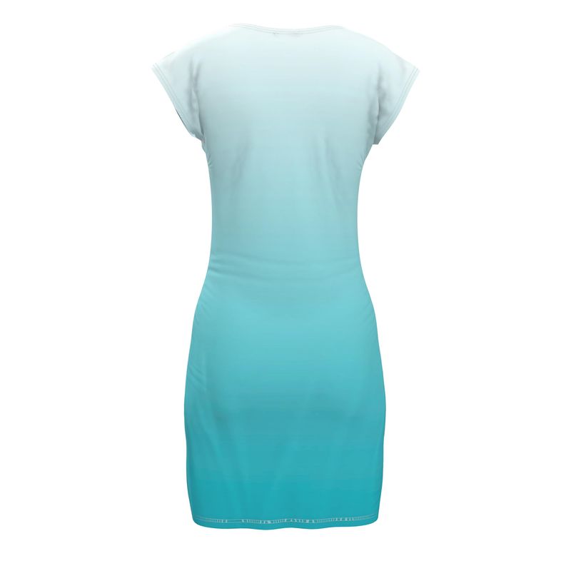 Ladies Tunic T Dress Turquoise Gradient