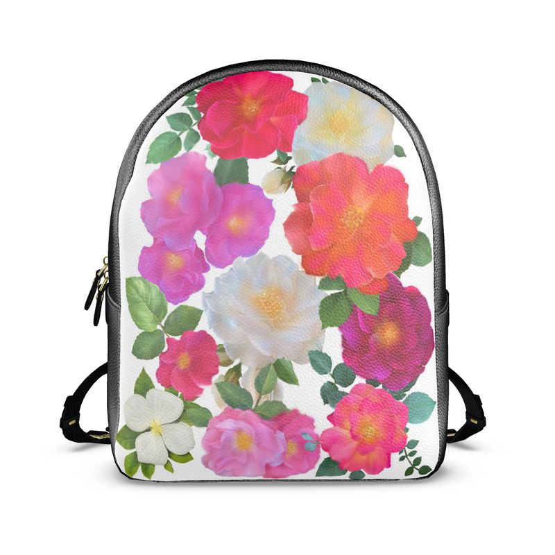 Colville Leather Backpack Painted Floral Print White