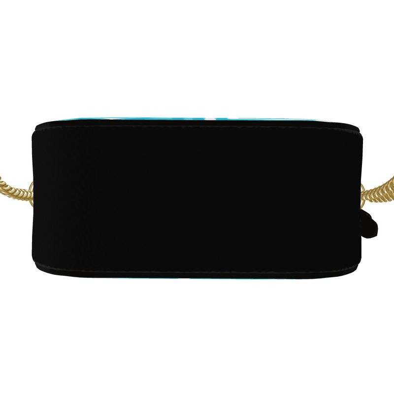 Leather  Round Box Bag é Logo Turquoise