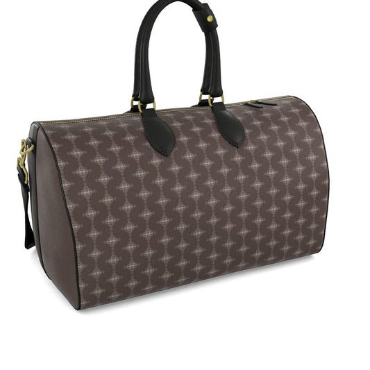 Large Leather Brown Tones é Diamond Logo Print Duffle Bag